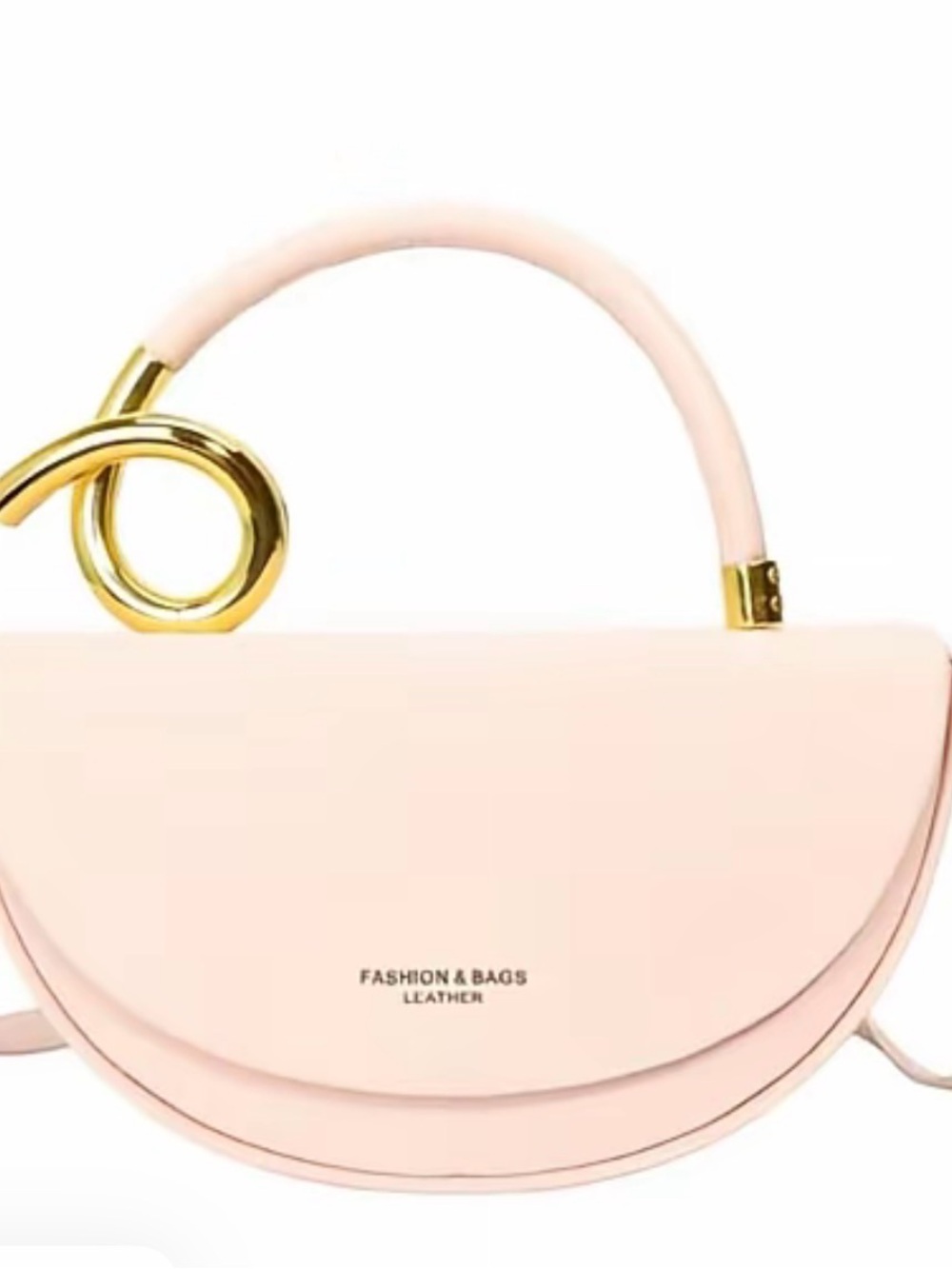 T Party Fashion Pale Pink Half-Moon Top-Handle Mini Bag with Gold Accent